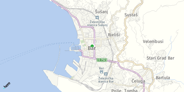 HERE Map of Bar, Montenegro