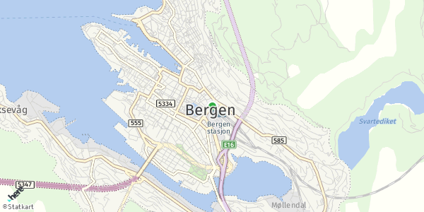 HERE Map of Bergen, Norway