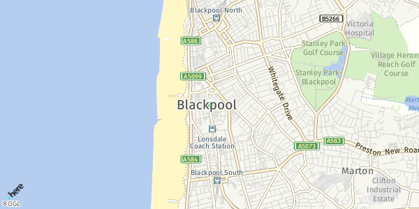 HERE Map of Blackpool, UK