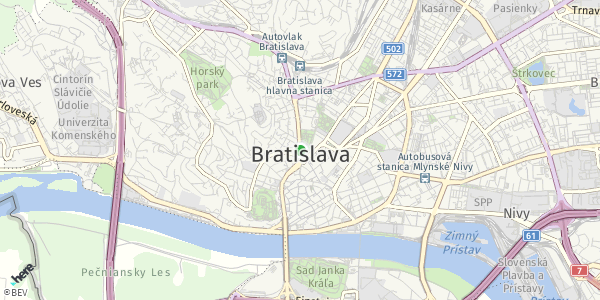 HERE Map of Bratislava, Slovensko