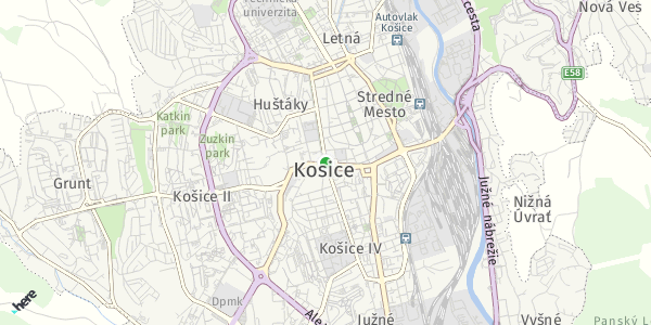 HERE Map of Košice, Slovakia