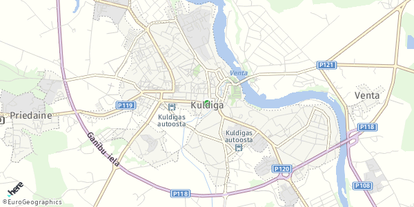 HERE Map of Kuldīga, Latvia