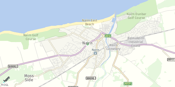 HERE Map of Nairn, UK