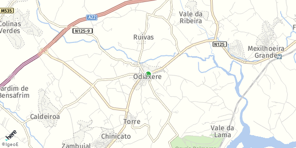 HERE Map of Odiáxere, Portugal