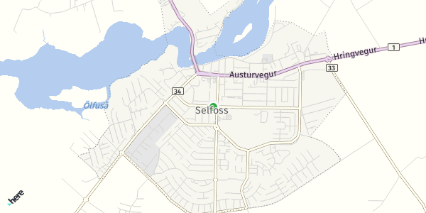 HERE Map of Selfoss, Iceland