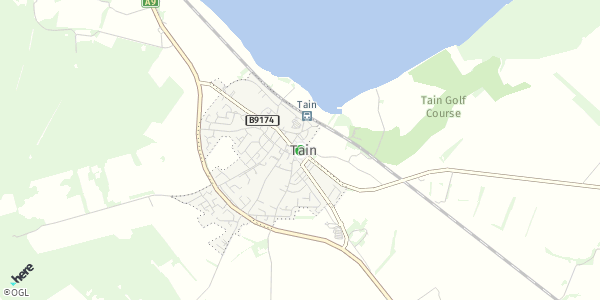 HERE Map of Tain, UK